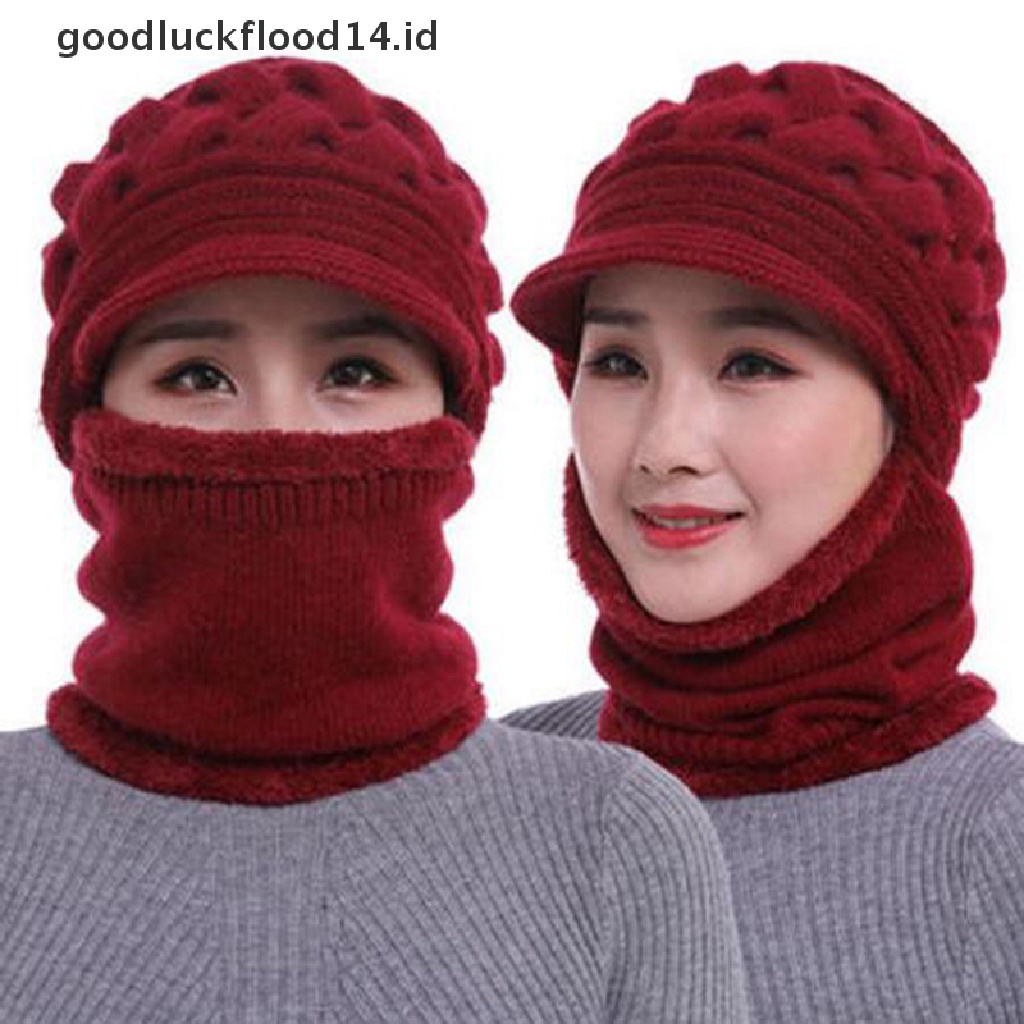 [OOID] Winter Female Lady Woolen Hat Thickening Warm Knit Beanie Scarf Crochet Cap  ID