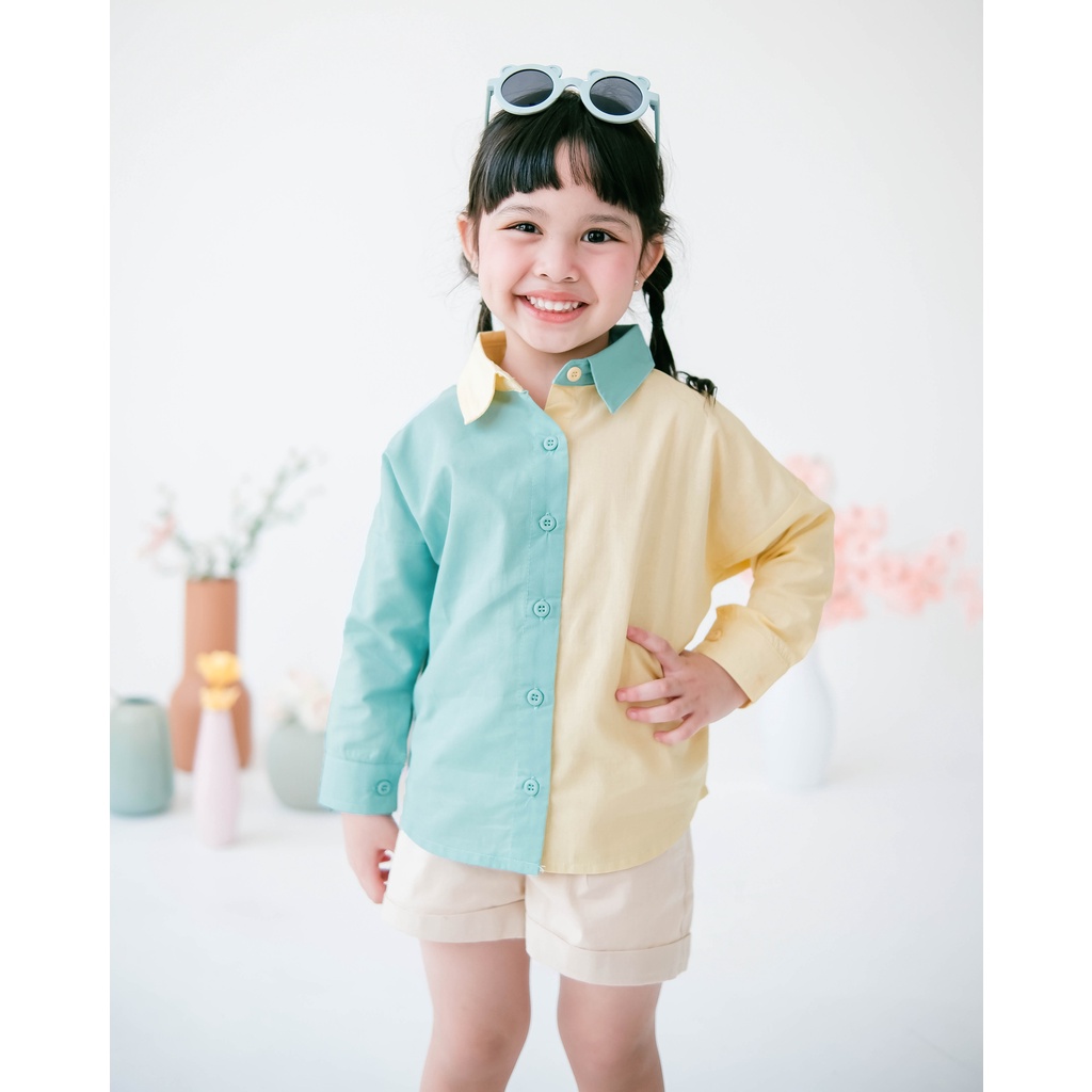 CANDICE SHIRT | Kemeja Anak Unisex | Baju Anak | Baju Atasan Anak | Baju Katun Anak | Kemeja Mix Warna