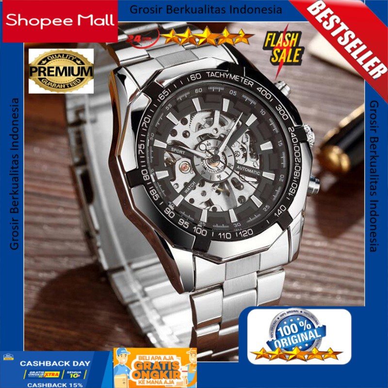 [ PROMO HARI INI ] 【Stok Siap】COD Jam Tangan Pria Mechanical Otomatis Riesta Luxury Anti Air