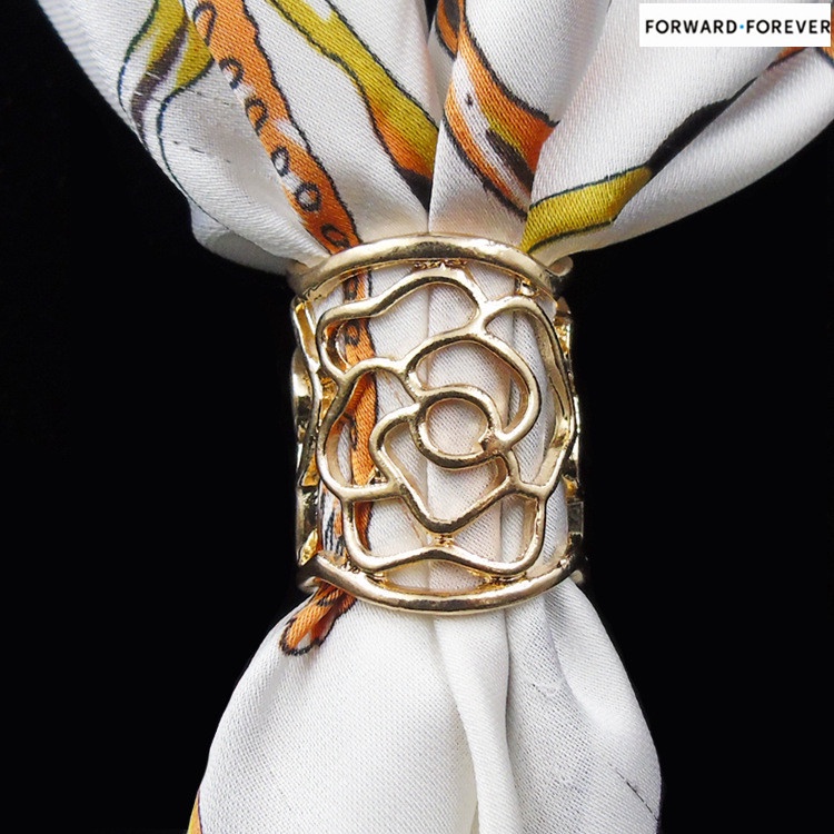 Women's hollow Rose Scarf Buckle Clip Cincin Tudung M40033