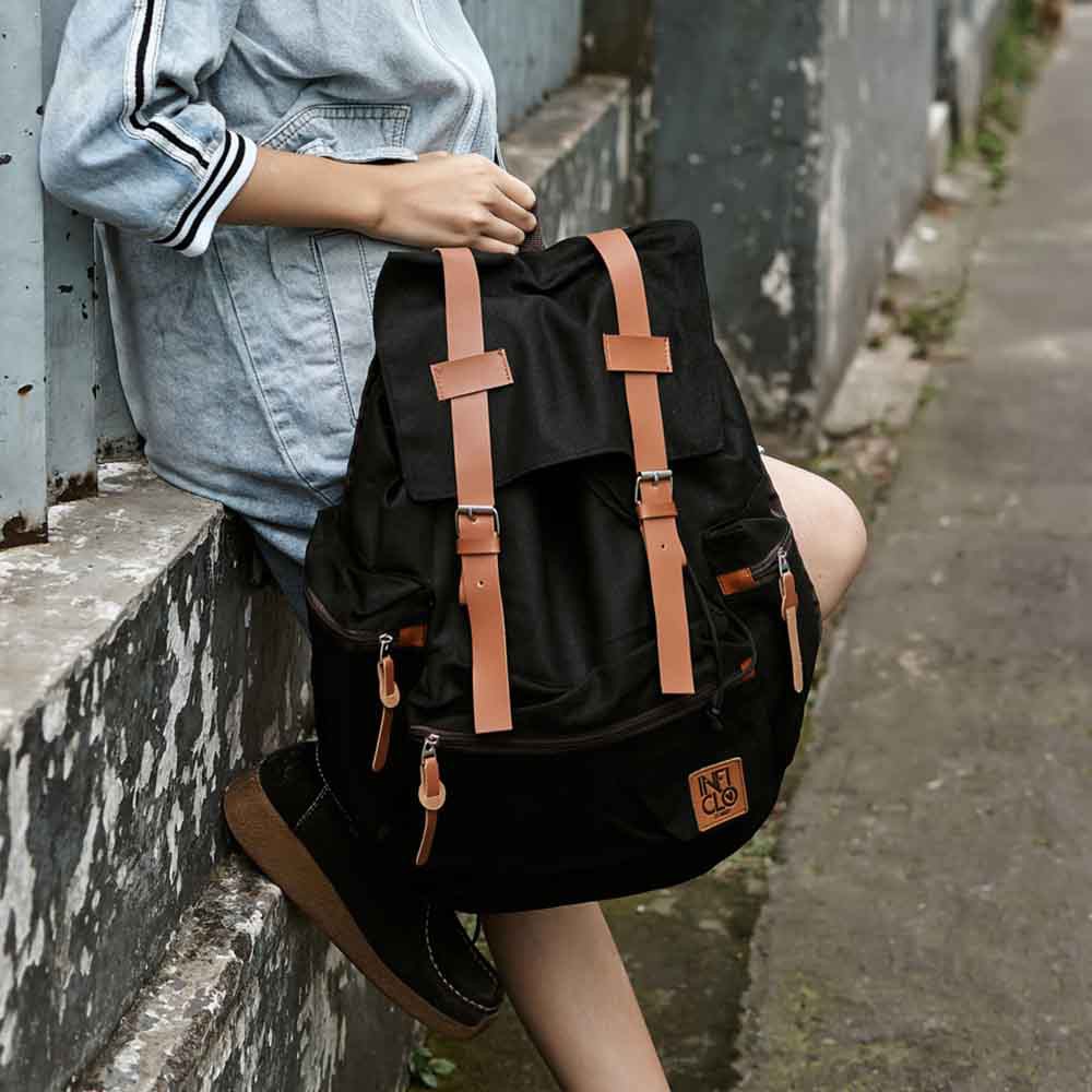 Toko Thabita Tas Punggung Inficlo Original Ransel Pria Wanita Kanvas Backpack Multifungsi