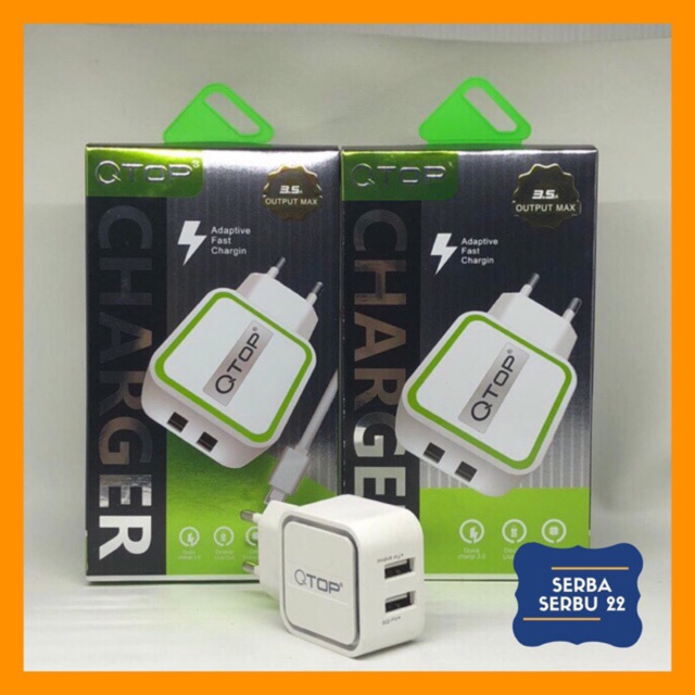 Batok Charger QTOP 2USB 3.5A LED