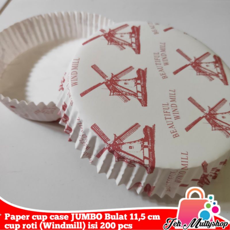 

Paper cup case JUMBO Bulat 11,5 cm/cup roti Windmill isi 200 pcs