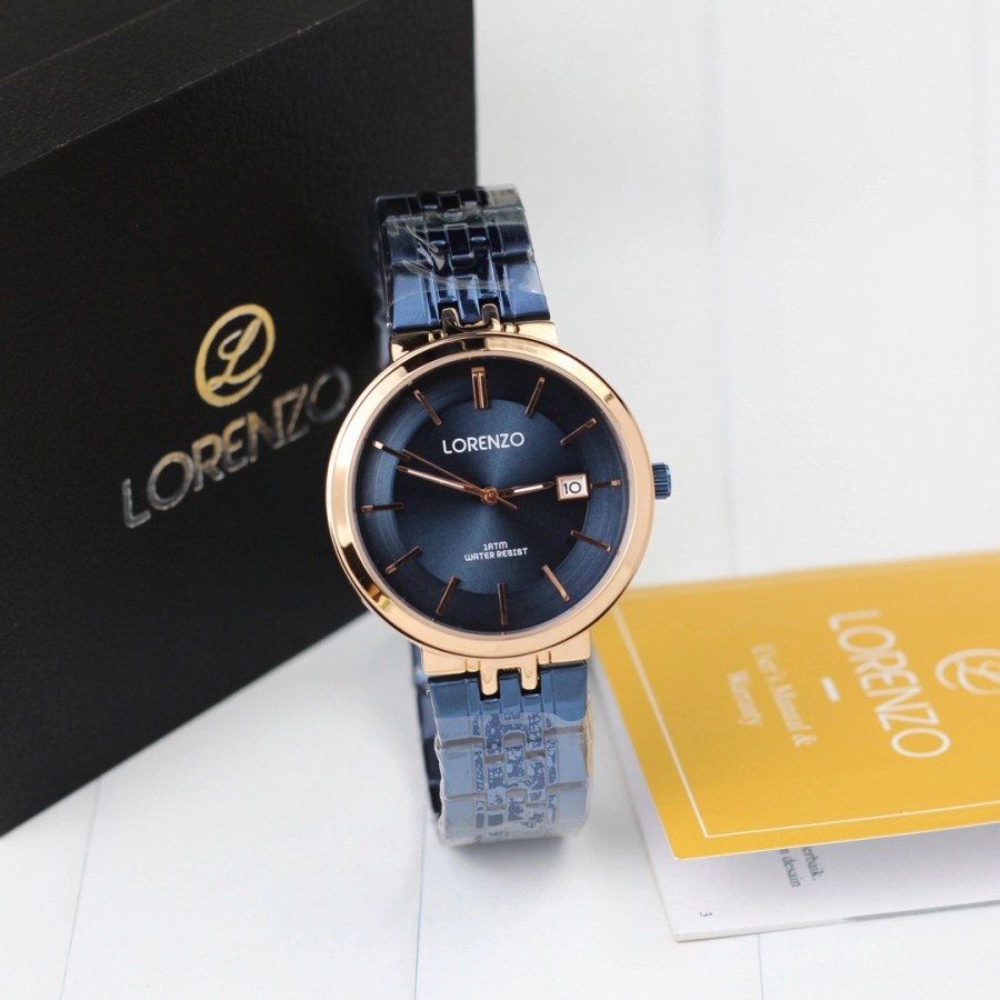 jam tangan wanita lorenzo 1071 original rantai stainless