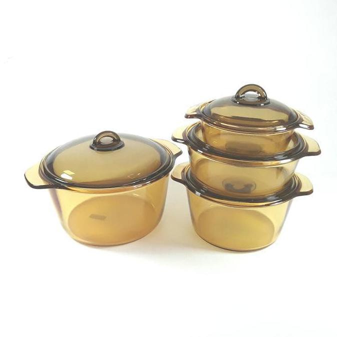Luminarc Vitro Set Amber Casserole 1,2,3,5 Liter - Panci Masak Kaca - Putih Ragilanggara20
