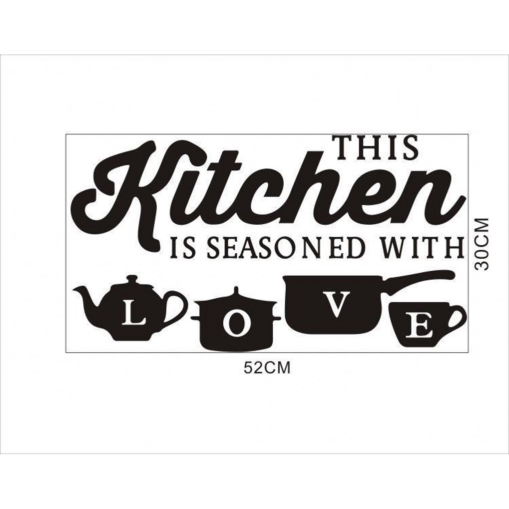 Large Kitchen House of Love Wall Sticker Home Decals Self Adhesive Decor / Restaurant Atmosphere Dining Wall Sticker Vinyl Wall Decals Art Decals/ DIY Wall Decal Stickers House Decoration Accessories Mural Wallpaper Poster Mural Art Decorative Sticker