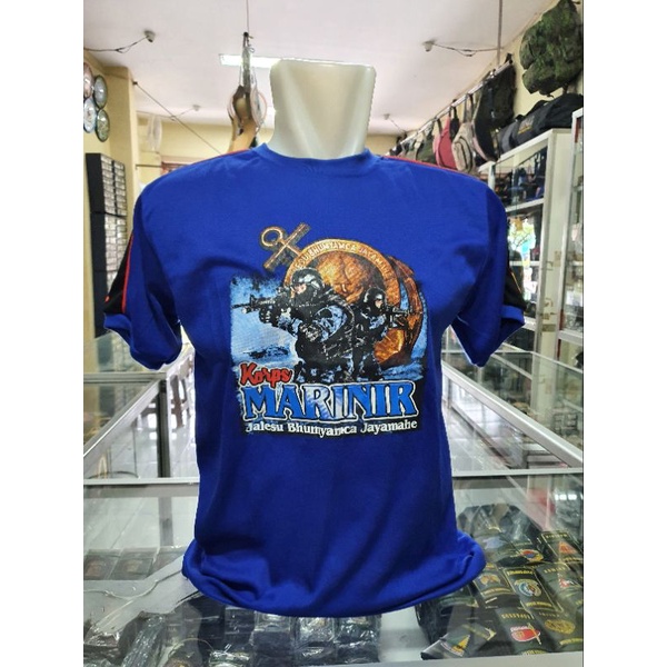 kaos kombinasi MARINIR Tembak | kaos dalaman dewasa MARINIR  Biru