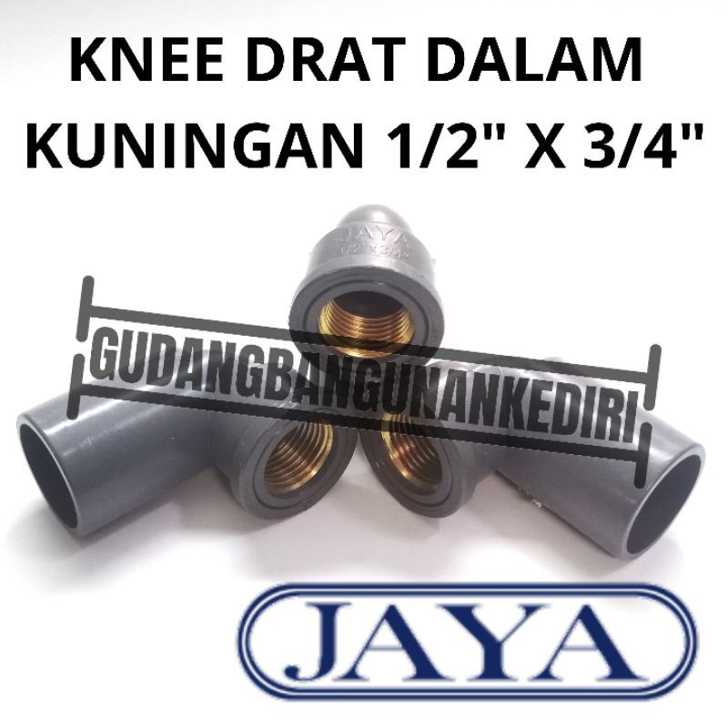 Faucet knee 1/2&quot; x 3/4&quot; Kuningan JAYA - Knee Drat Dalam kuningan 1/2&quot; x 3/4&quot;