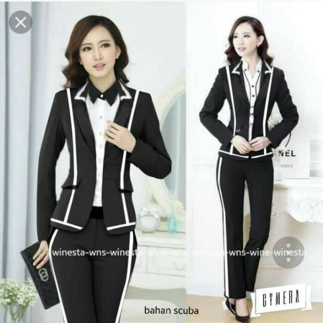 Setelan blazer albi baju kantor formal kerja wanita scuba import