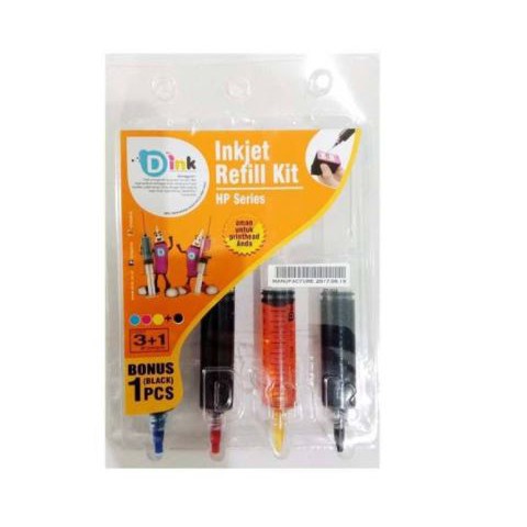 Tinta refill suntik printer hp D-ink Dink inkjet 10ml black cyan magenta yellow universal ink