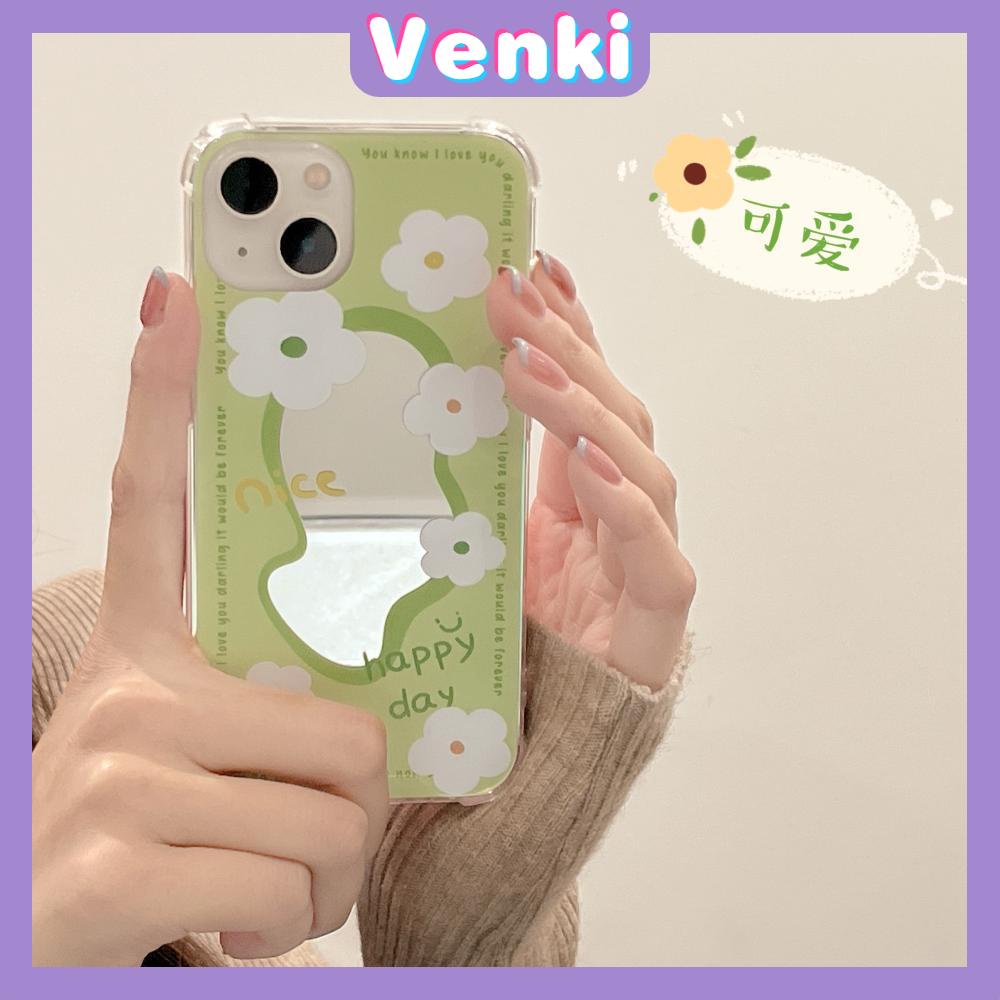 iPhone Case Acrylic HD Makeup Mirror Airbag Shockproof Protection Camera Green Tulip Flowers Compatible For iPhone 11 iPhone 13 Pro Max iPhone 12 Pro Max iPhone 7 Plus iPhone xr