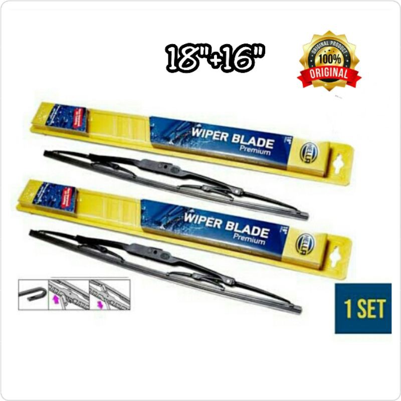 Wiper Depan Daihatsu Ceria 18&quot;+16&quot; Merk Hella