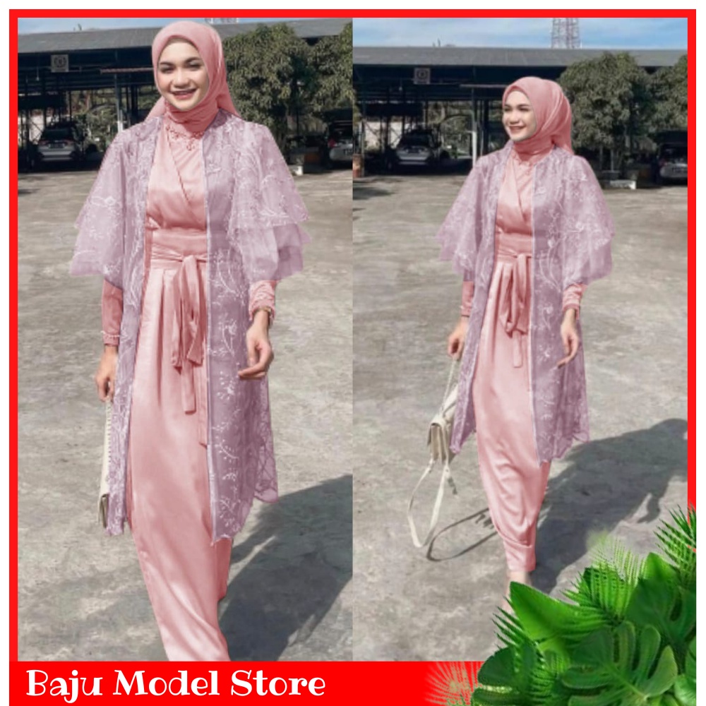 Baju Gamis Wanita Muslim Mewah Elegan Brukat Roberto Cavali Import Fashion Perempuan Dewasa Remaja C