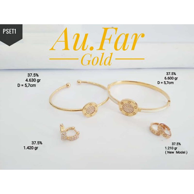 Fashion Aksesoris Wanita Peehiasan Gelang Emas Kadar 375 & Anting Emas Kadar 375 - Aufar Gold
