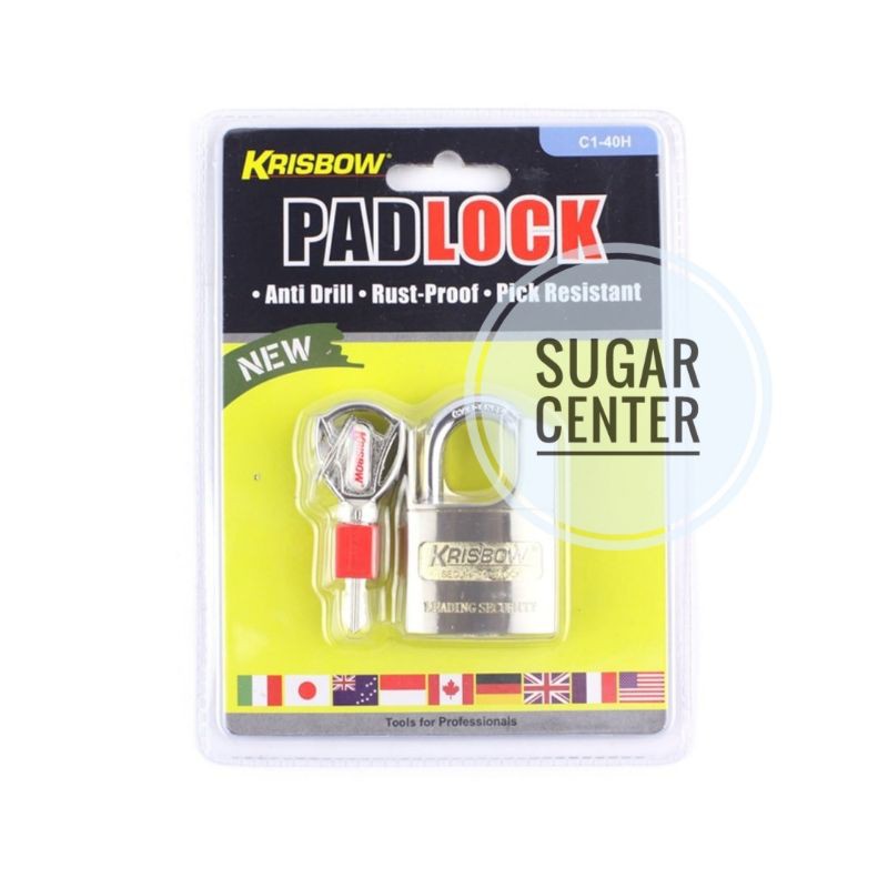 Krisbow Gembok Kuningan C1-40h/Gembok Original Krisbow/Gembok Pagar/Gembok Rumah/Gembok Kantor