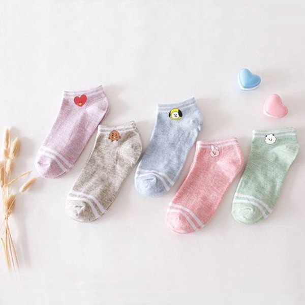 MK1025 KAOS KAKI WANITA KPOP BTS BT21 LOW ANKLE INVISIBLE WOMAN SOCKS LUCU CUTE-2
