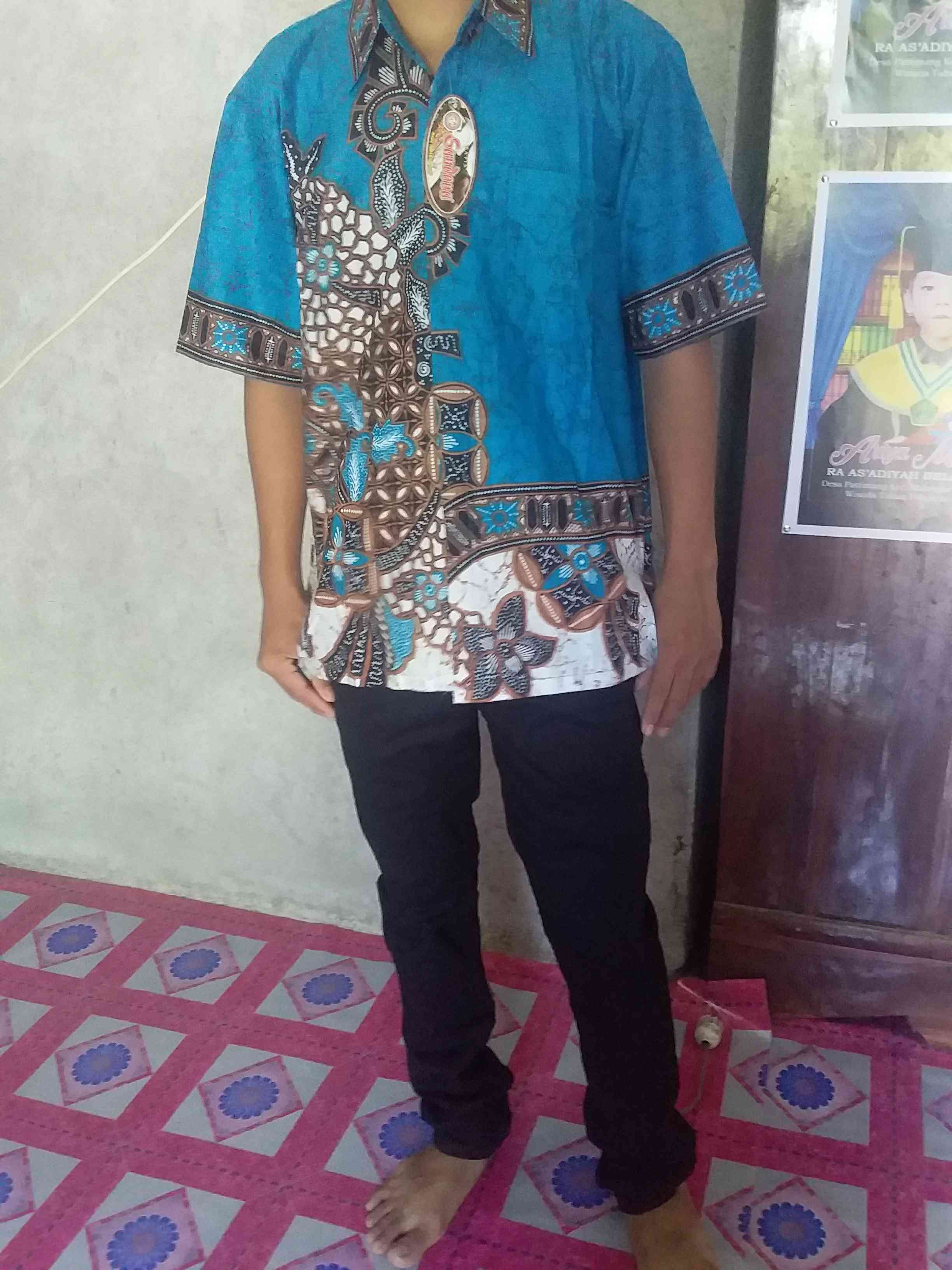 Kemeja Batik Pria Lengan Pendek Size M L Xl Xxl Bswart Batik Hrb026 Kenongo Hem Batik Padi