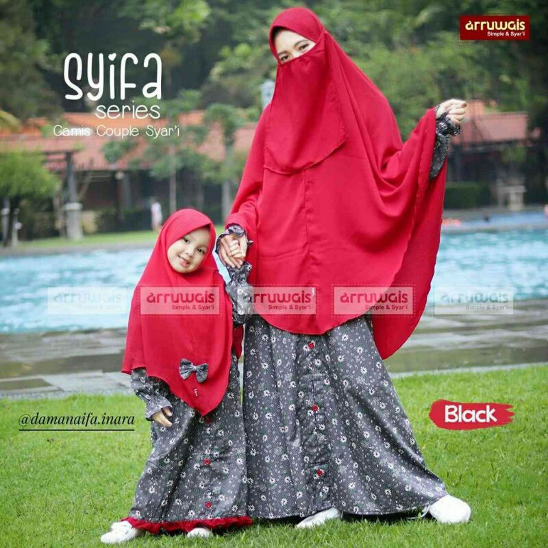 set gamis couple ibu anak syifa arruwais bahan katun jepang