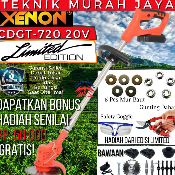langsung order saja] Alat Potong Rumput Baterai Cordless HIGH POWER 20VOLT XENON CDGT720