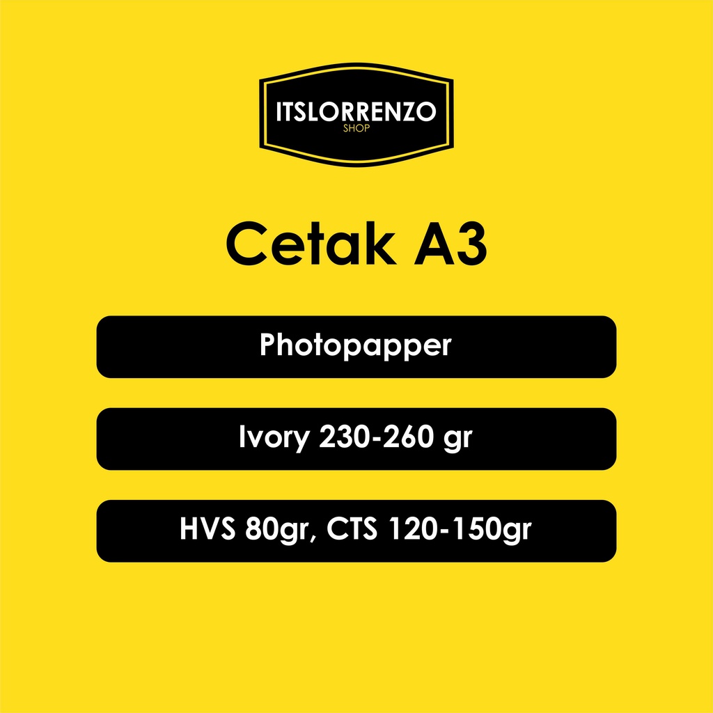 

Print A3+ | Cetak A3+ MURAH | HVS 80Gr, CTS 120/150gr, Ivory 230-260gr, Photopapper