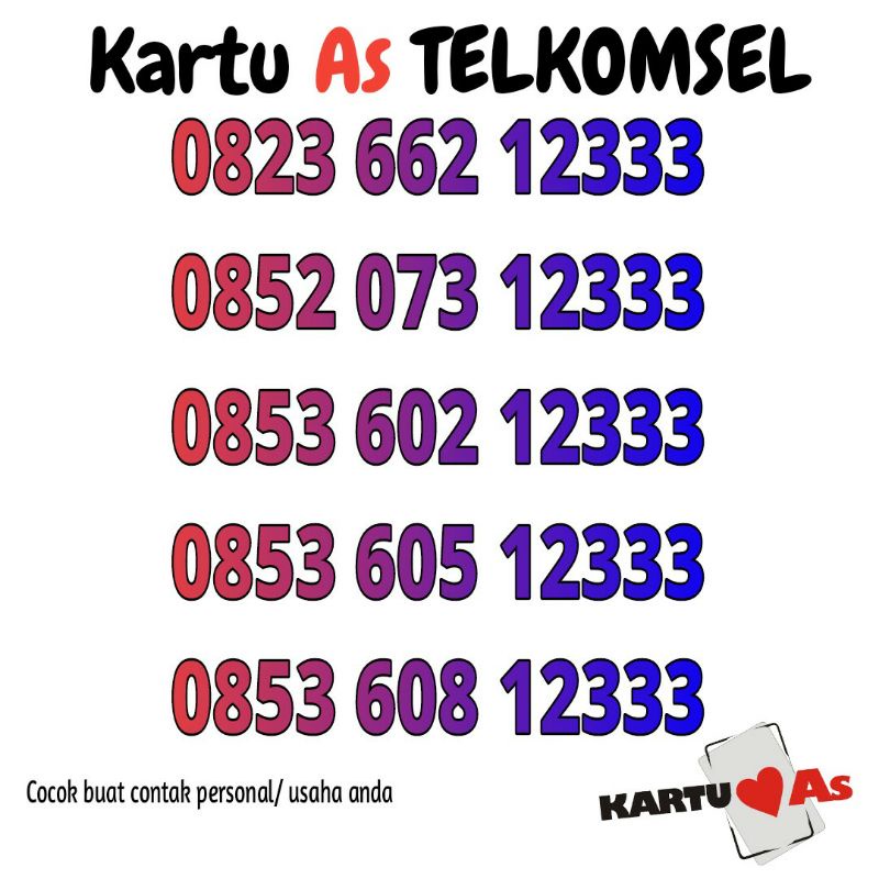 nomor cantik telkomsel kartu as 12333