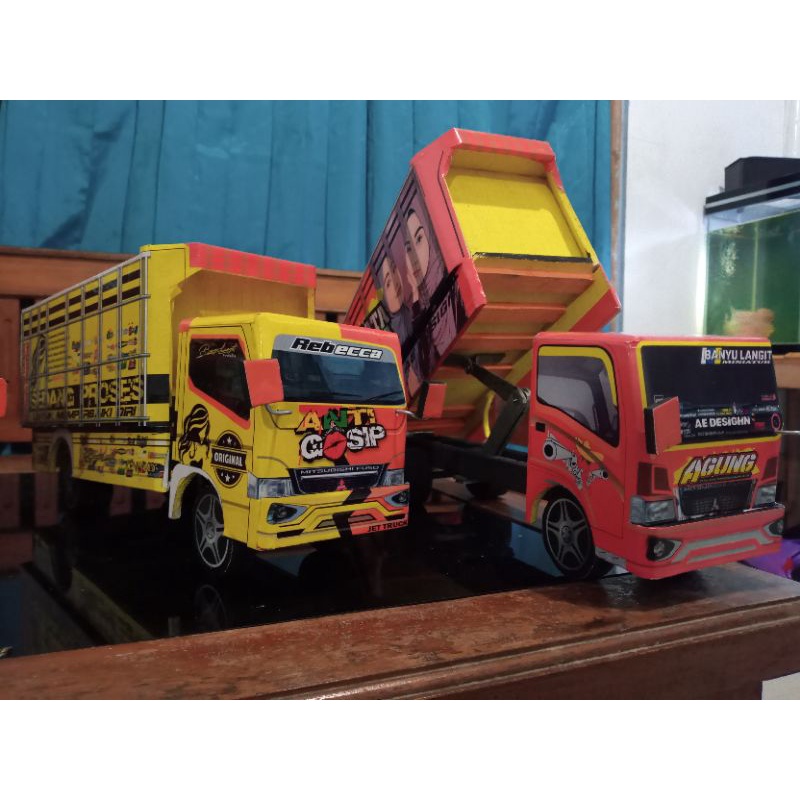 mainan anak murah truk oleng miniatur bak kabin jungkit