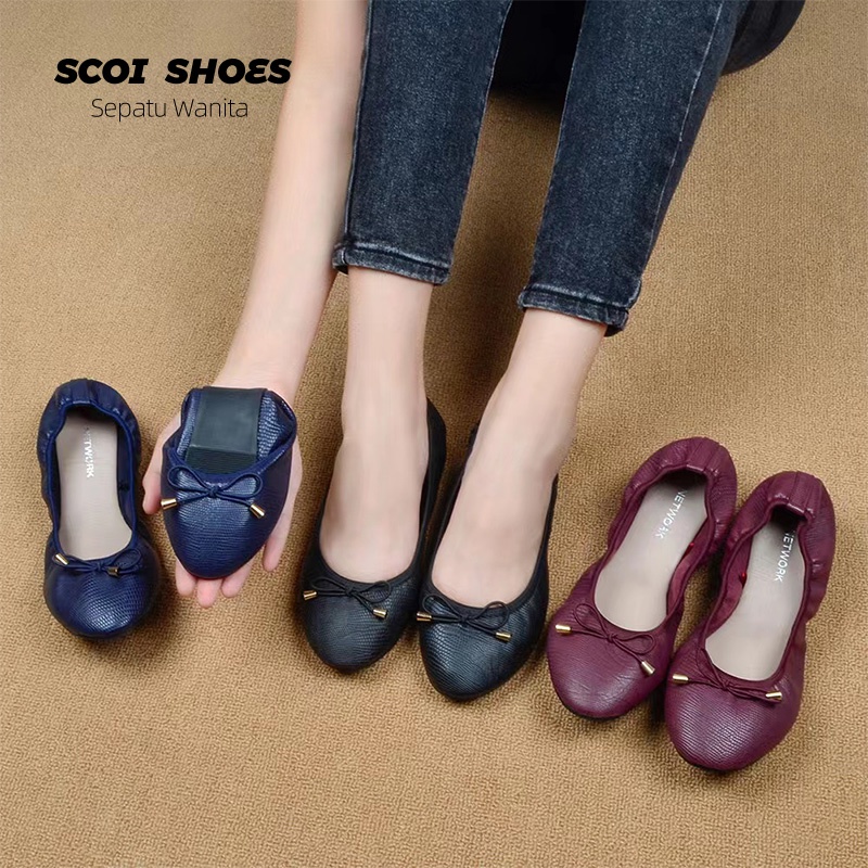 Sepatu Flatshoes Wanita Baru Nyaman Fashion Kasual Lembut Bahan Impor