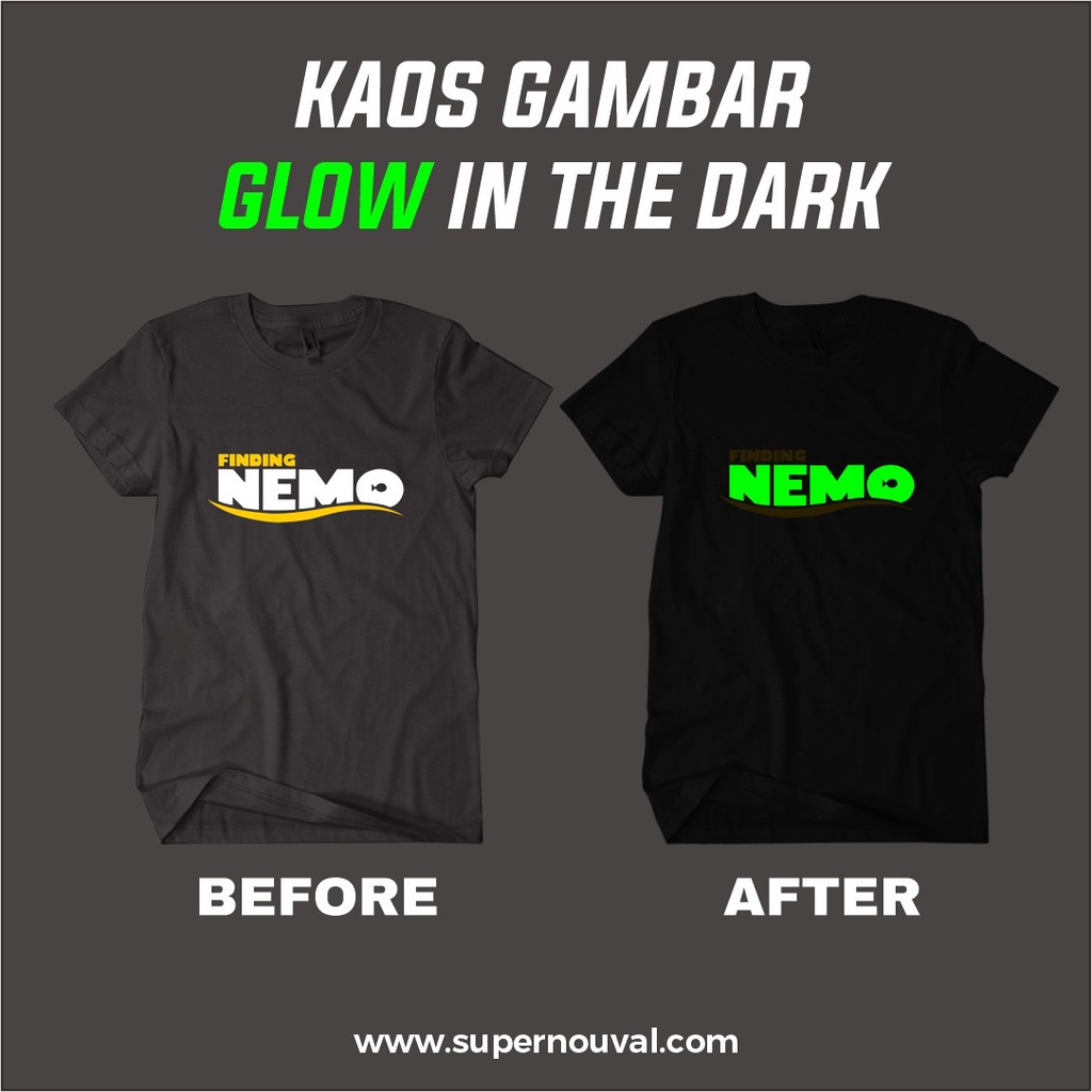 Kaos katun distro kaos Menyala Dalam Gelap / Glow in the Dark Costom kekinian keren