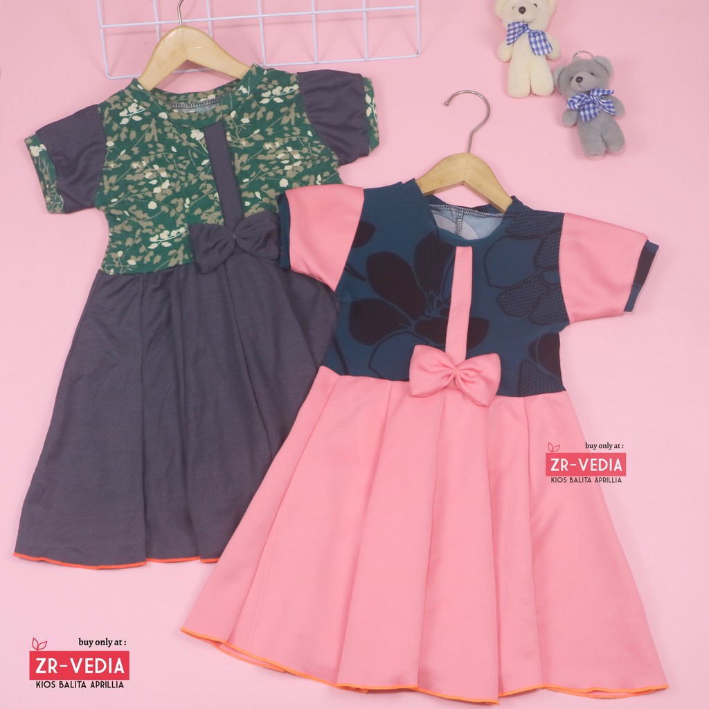 Dress Anak Jasmine uk 3-4 Tahun / Dress Balita Murah Bahan Kaos Anak Perempuan Dres Lengan Pesta