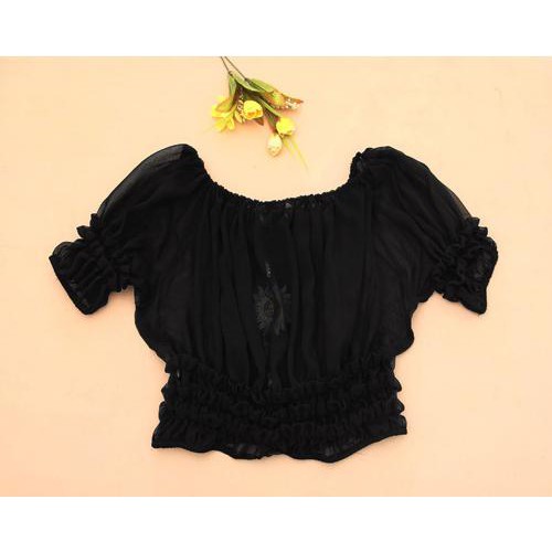 Women's Simple Black O-Neck Solid Chiffon