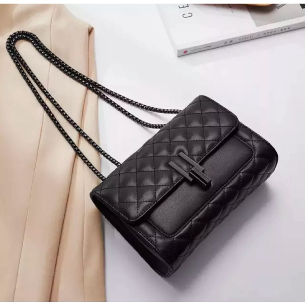 IDH Fashion TAS IMPORT PESTA HITAM WANITA KOREA RANTAI TA240B5 DIOCA KULIT FASHION BATAM MURAH SELEMPANG PREMIUM