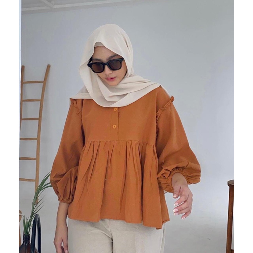 RX FASHION - KINAN LINEN BUTTON BLOUSE XXL KATUN TWISTCONE / ARINA TOP / DISA ARINAY TOP / Yuraa LADY CRUSH Blouse / LAILY BLOUSE / PEPLUM ATASAN BAJU WANITA / DIANA / RANIA / KIMI Kemeja Kancing Depan / ALENA Katun Linen Premium - NN