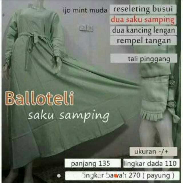 Gamis terbaru balotelli tangan rempel / gamis busui / gamis baloteli lengan panjang dan kancing