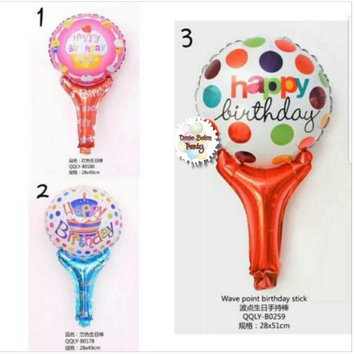 Balon Foil Pentungan Happy Birthday / Pentungan Motif Happy Birthday