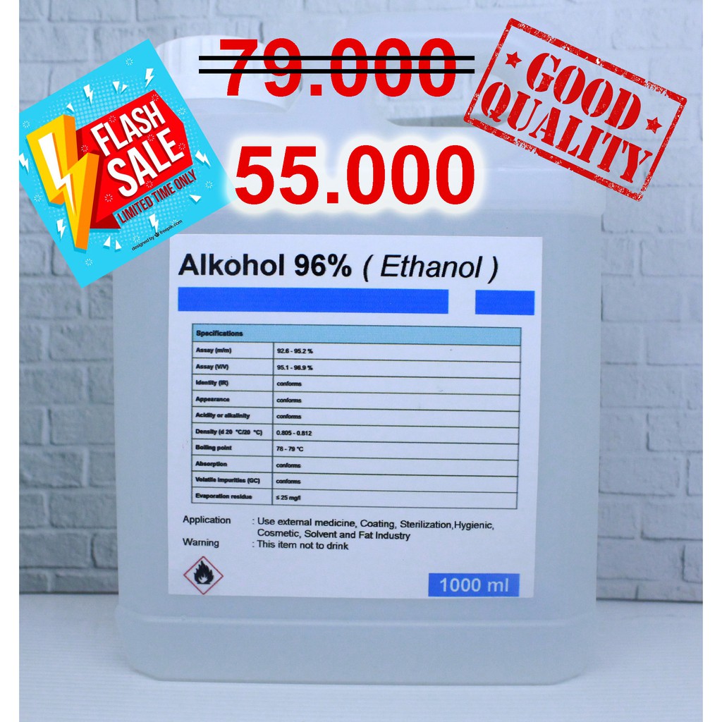 Alkohol 96% Teknis Ethanol Antiseptik 2 Liter