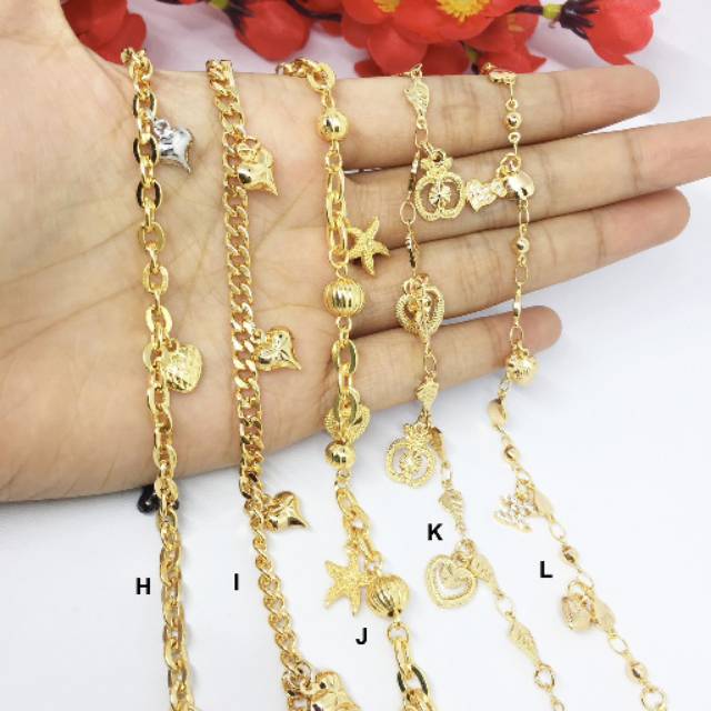 (RINN Jewelry) Gelang Wanita Xuping Lapis Emas 18k Gold Rantai Oval Motif - BB079