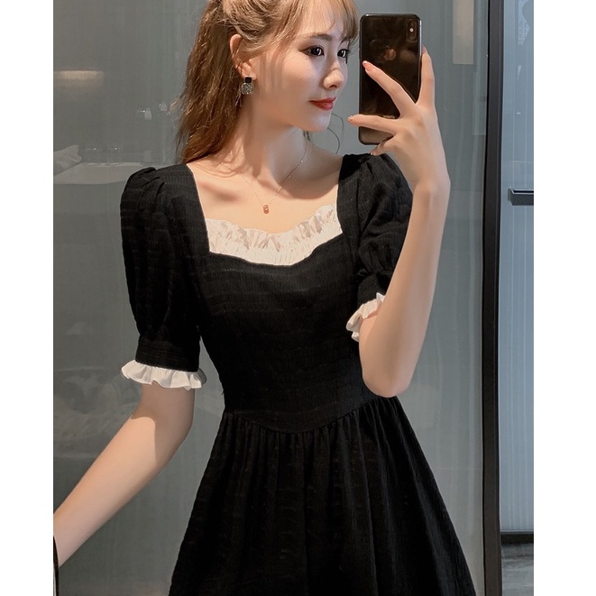 【Rozen】Basic French Style Black Midi Dress  R097