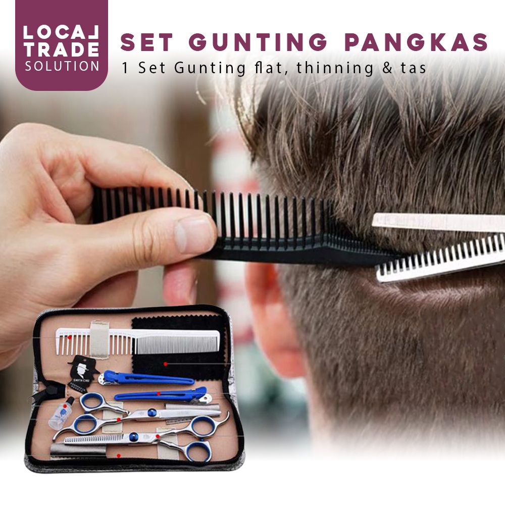 Gunting Set Potong Pangkas Cukur Rambut Salon Profesional Paket Perlengkapan Barber Shop Lengkap