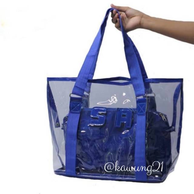 TW1849 Tas Wanita Transparan Shoulder Bag Pvc Kassa Multifungsi