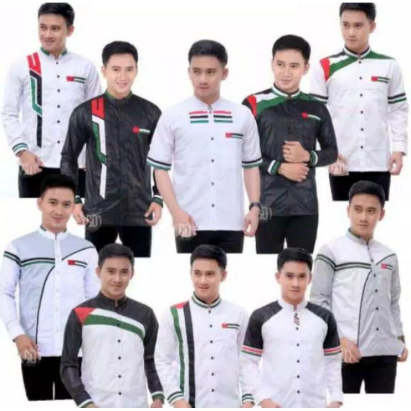 Baju Koko Lambang Bendera Palestina Lengan Panjang Dan Pendek