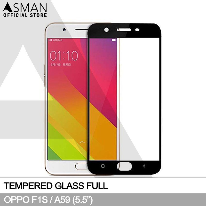 Tempered Glass Full OPPO F1S / A59 (5.5&quot;) | Anti Gores Kaca - Hitam