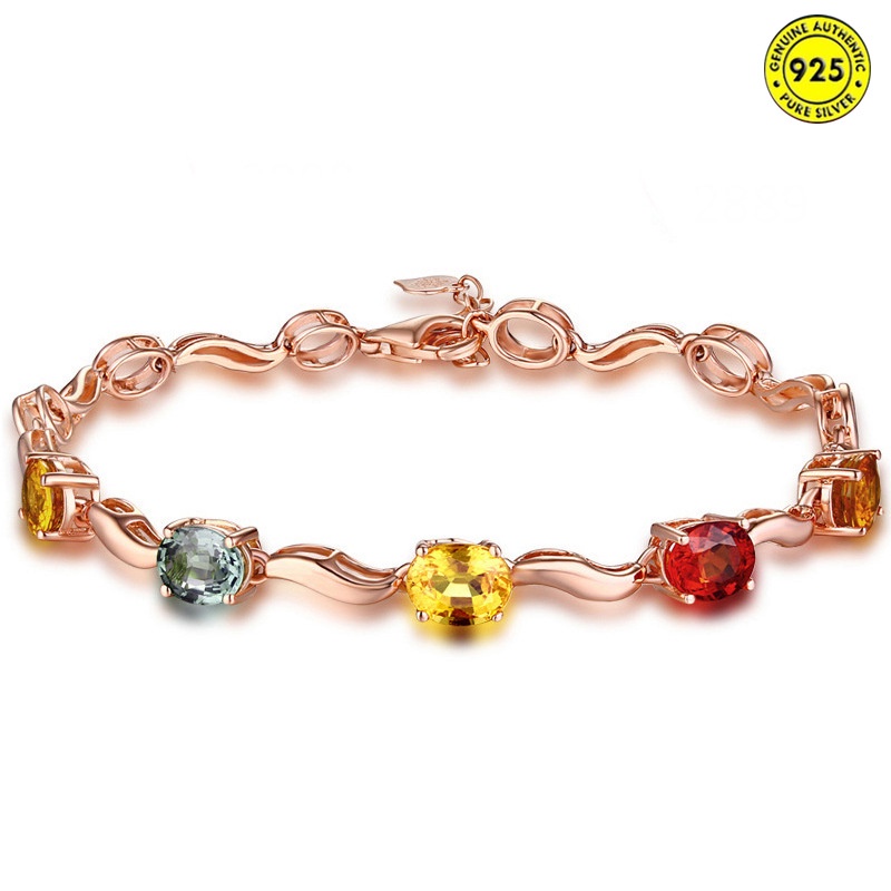 Wave Pattern Five-Color Gem Bracelet Fashion Micro Inlay Color Crystal Bracelet Five-Color Crystal Bracelet