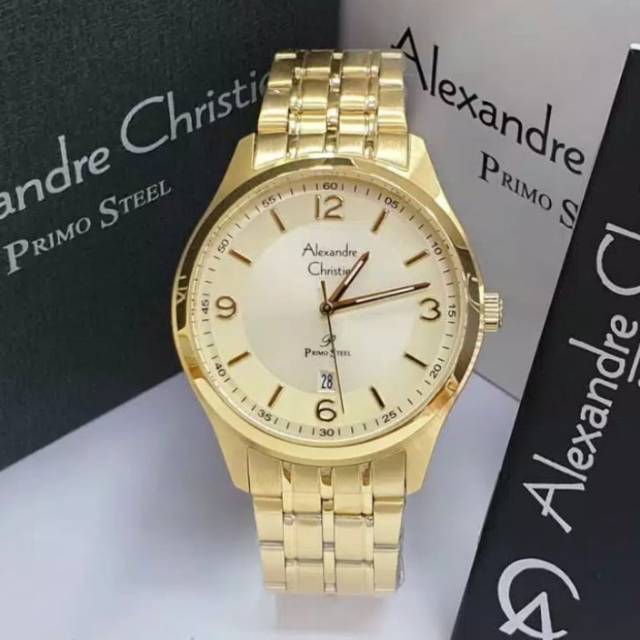Jam Tangan Alexandre Christie AC 1010 MD full gold. Jam tangan pria