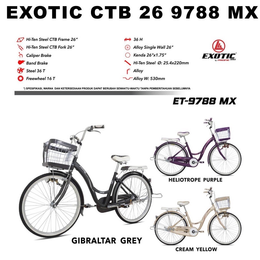 Sepeda Cewek CTB 26 Inch Exotic ET-9788 MX