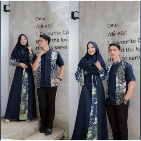 Couple Suami dan Istri Baju Couple Muslim Lebaran Baju Batik Kapel Premium Bahan Mat Moscrepe