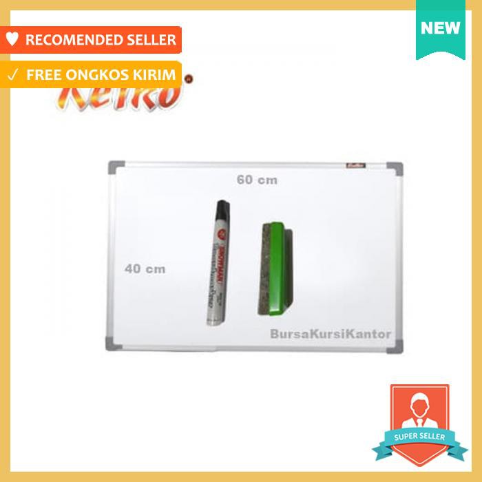 

Papan Tulis & Tempel - Whiteboard 40X60 Spidol Hitam Hapusan Gantung Magnetic - Alat Tulis