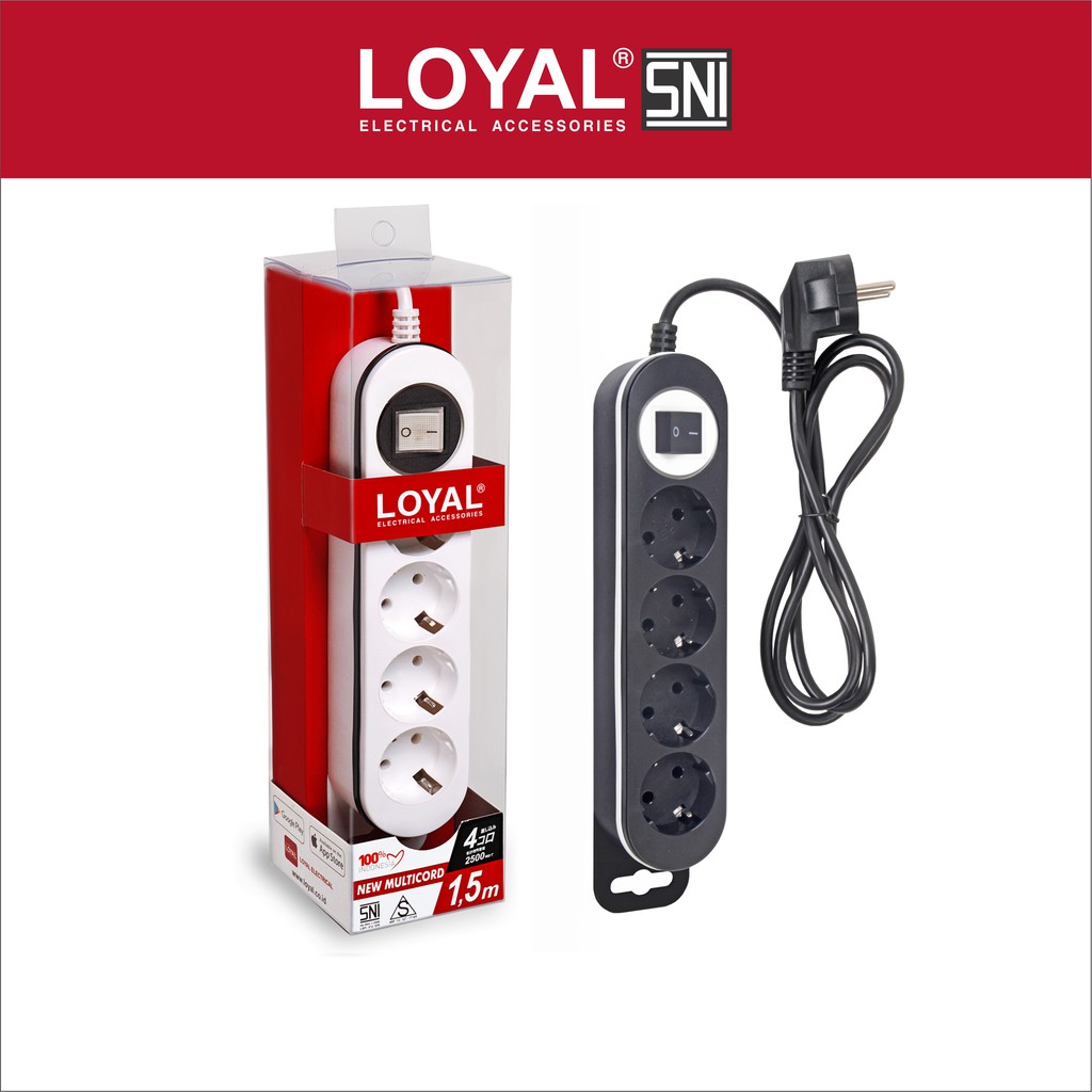 

Loyal Stop Kontak + Kabel 1.5M NEW MULTICORD 4 Lubang (LY-264N) SNI