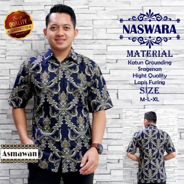 Kemeja Batik Lengan Pendek / Hem Batik NASWARA Batik Full Furing Motif Terbaru