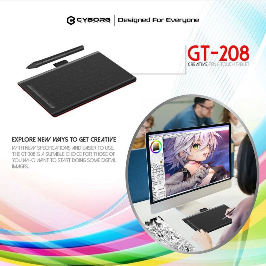 Cyborg Graphic Tablet Drawing Pad GT-208 support Android &amp; Windows