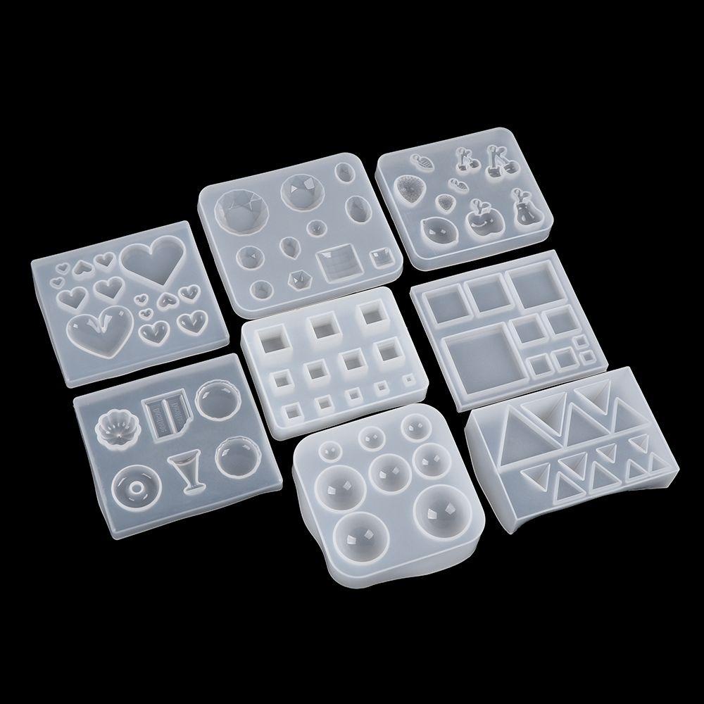 Top Resin Cetakan Silikon Kubus Segitiga Gantungan Kunci Kalung Transparan Liontin Mould